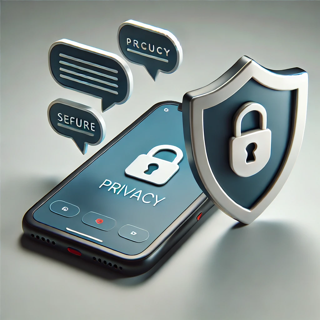 smartphone with privacy shield icon and message bubbles