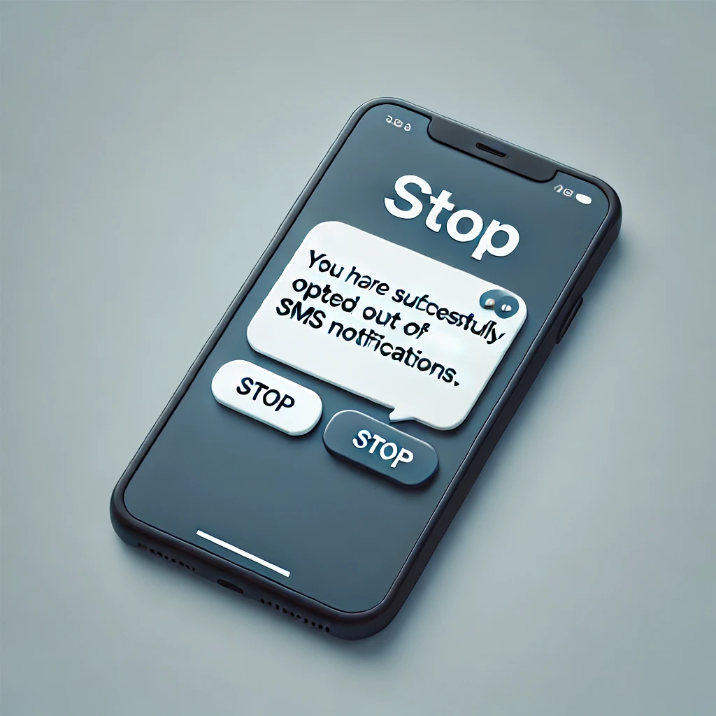 phone screen showing text message conversation with stop command